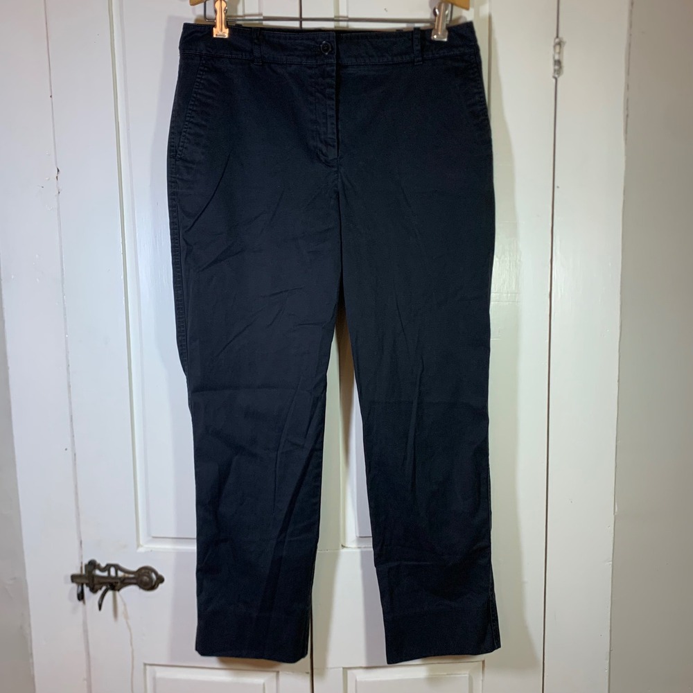 Talbots Heritage Black Chino Pants Womens 10 Straight Leg Stretch Cotton BH684